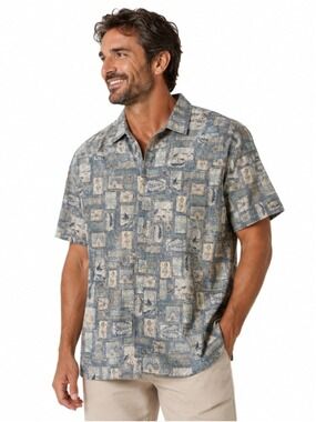 Vintage Men's Cooke Street Casual Button Down Shirt Large Hawaiian Print XL